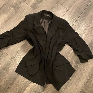 Black ruched sleeve blazer
